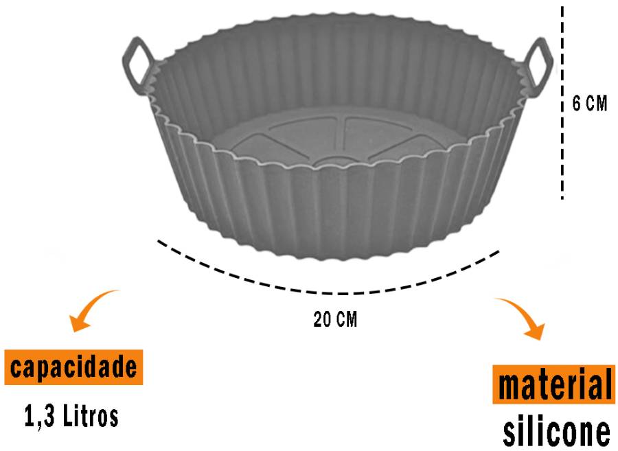 Forma Silicone Redonda p/ air fryer